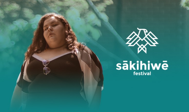 Angel Baribeau performs for the sākihiwē festival 2021 online