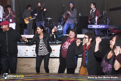 Round dance during Keith Secola's set at Open Mic