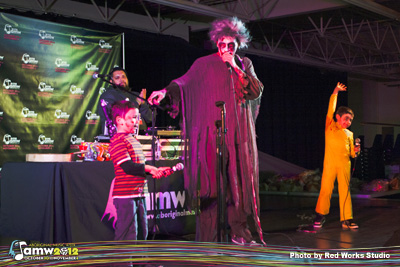 Wab Kinew performing at Safe Halloween