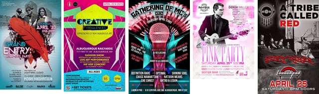 2015 Gathering of Nations nightclub event posters